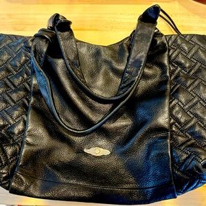 Elliott Lucca cowhide hobo quilted and knotted zippered top, oversized 16” x 14”